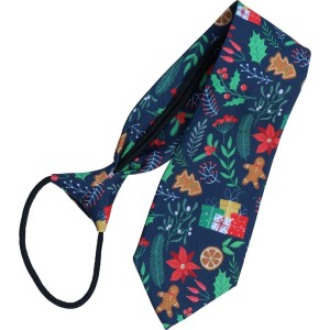 Krawat świąteczny dziecięcy Ozdoby zieleń-granat