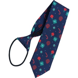 Krawat świąteczny dziecięcy ozdoby i prezenty niebieski