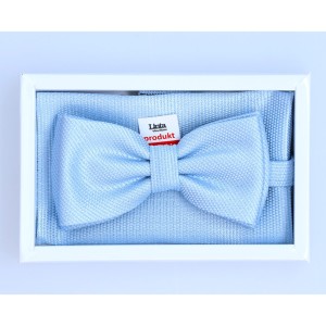 Mucha żakardowa kratka błękit powielana srebrną nitką