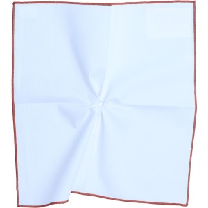 Poszetka bawełniana biała z rudym obszyciem  