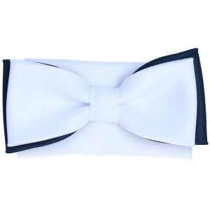 Mucha dziecięca Biała z granatową podbitką  i białą poszetką