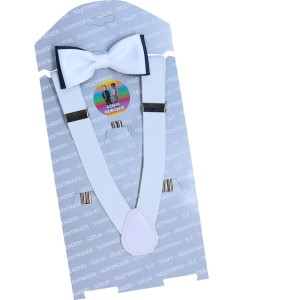 Zestaw dziecięcy muszka-szelki biało-czarny