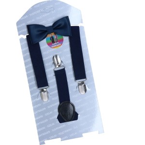 Zestaw dziecięcy muszka-szelki ciemny granat