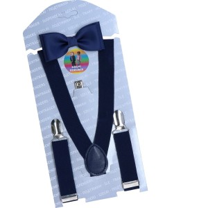 Zestaw dziecięcy muszka-szelki granatowy