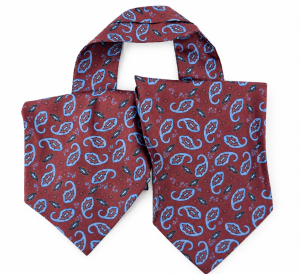 Fular jedwabny podwójny - bordo paisley